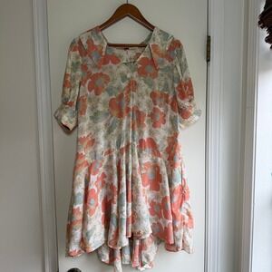 Free People Floral Print Midi Dress Cottagecore Bohemian Style